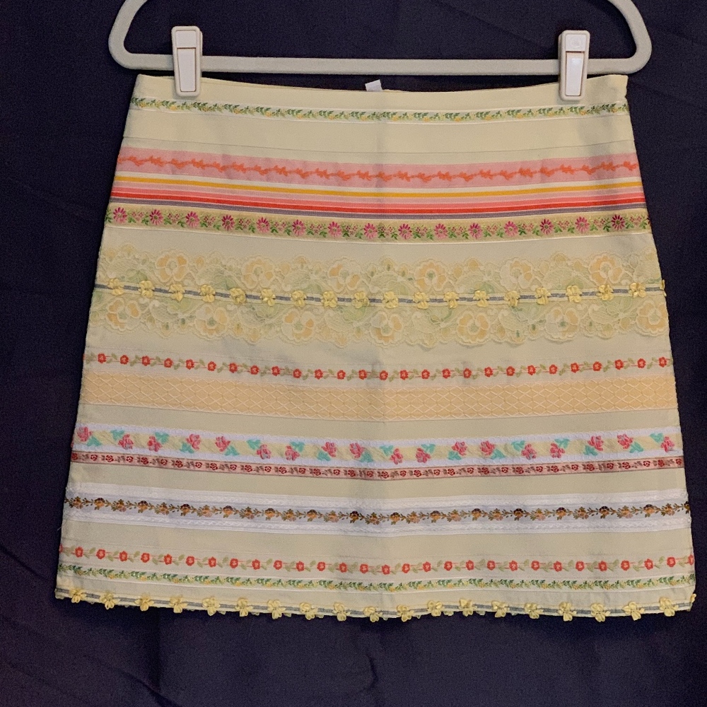 Pamela Brown Lace and Embroidered Mini Skirt